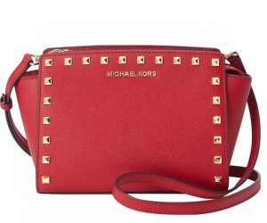  MICHAEL Michael Kors Womens Selma Leather Studded Crossbody  Handbag Pink Medium : Everything Else