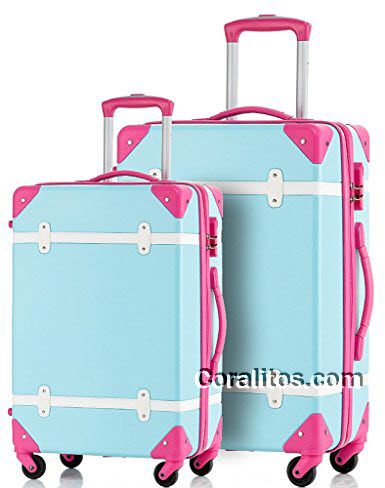merax-travelhouse-2-piece-abs-luggage-set-vintage-suitcase-1wtm - Merax Travelhouse ABS Vintage Luggage Suitcase Set