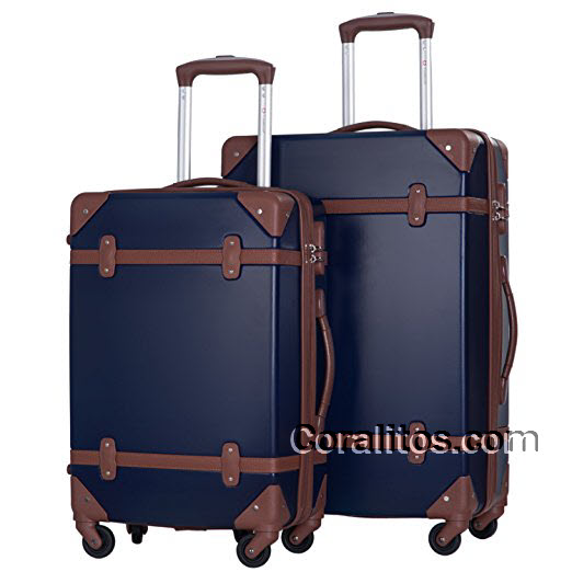 merax-travelhouse-2-piece-abs-luggage-set-vintage-suitcase-2wtm - Merax Travelhouse ABS Vintage Luggage Suitcase Set
